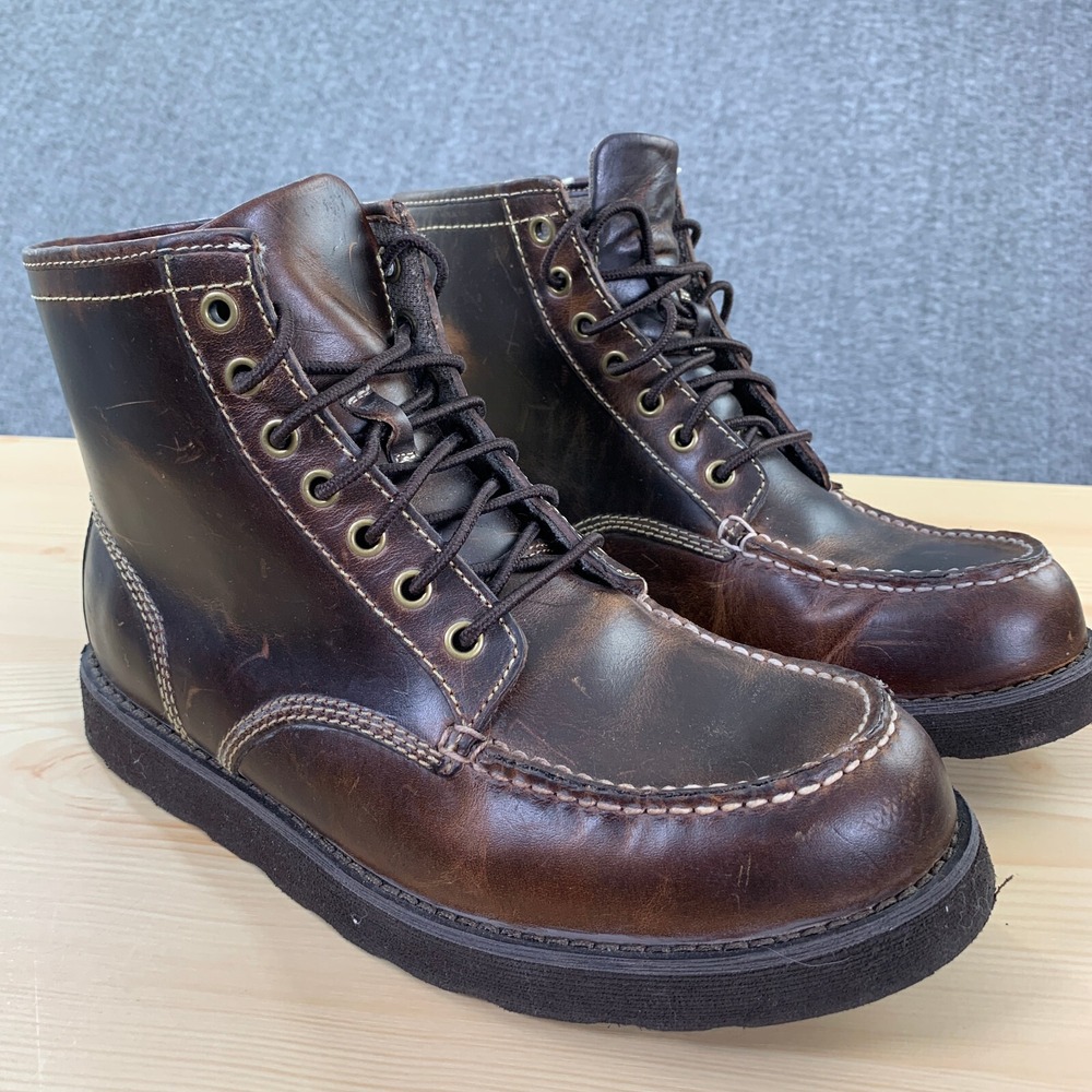 Brooks Brothers Combat Boots Men 9M Brown Leather Hiking 346 Modern Casual